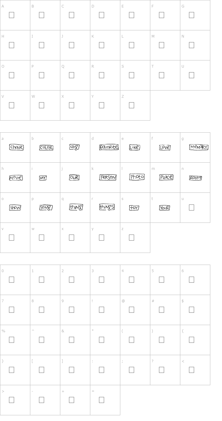 Character Map 2Peas Blocks - Favorites Font