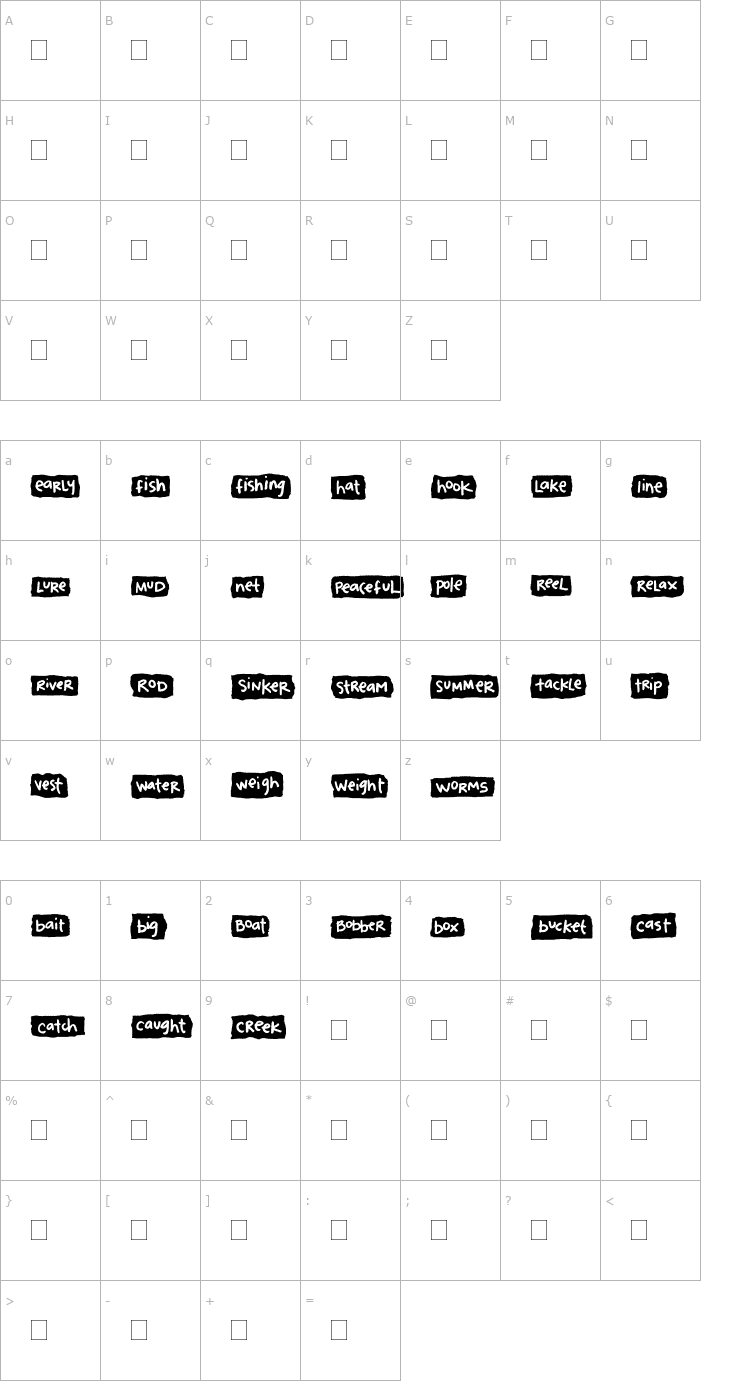 Character Map 2Peas Blocks - Fishing Font