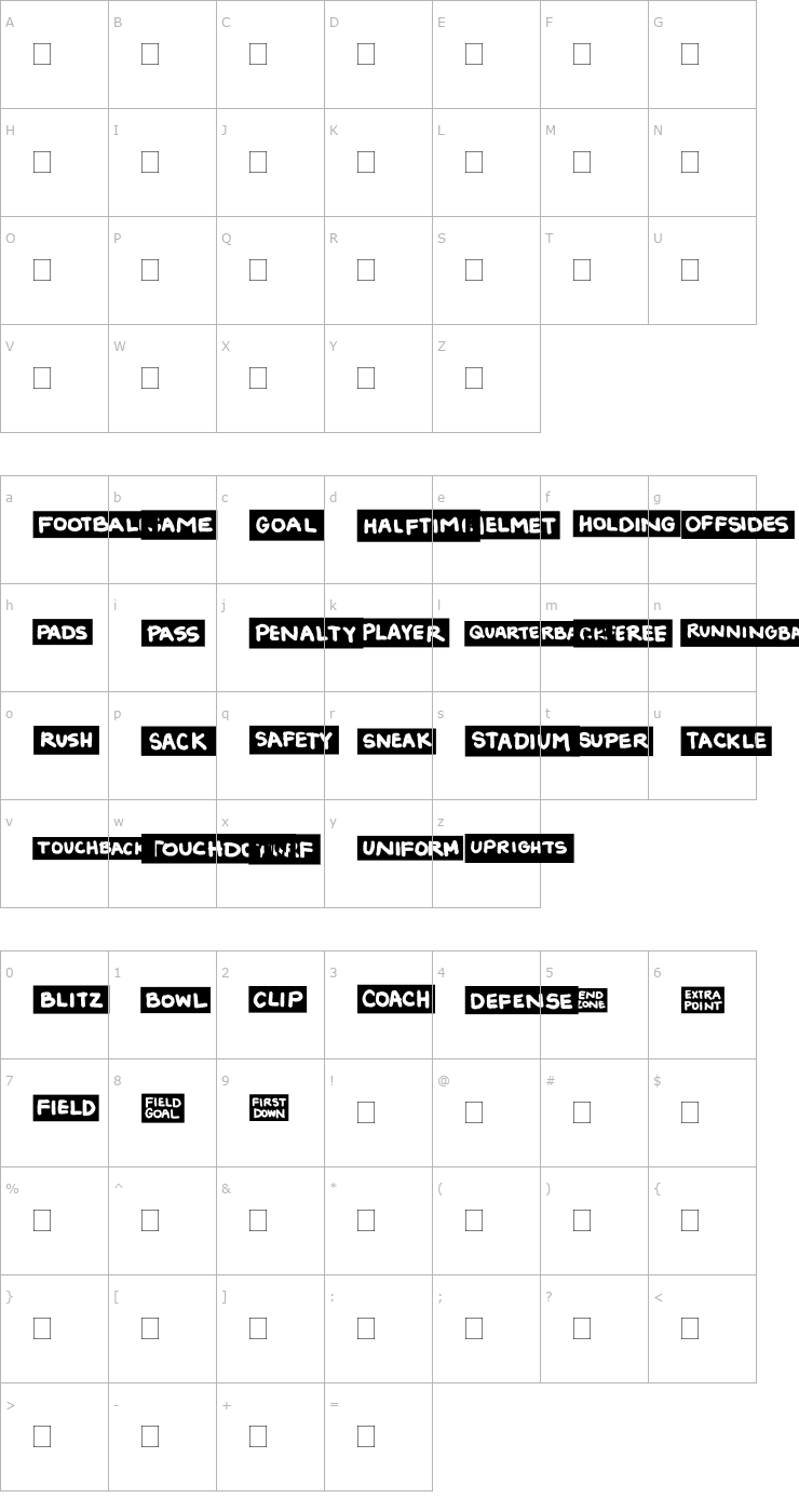 Character Map 2Peas Blocks - Football Font
