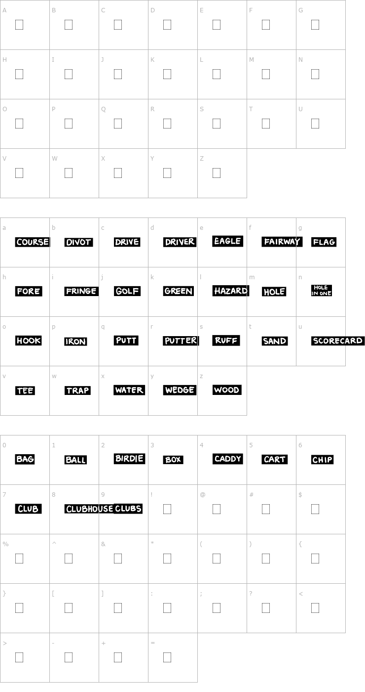 Character Map 2Peas Blocks - Golf Font