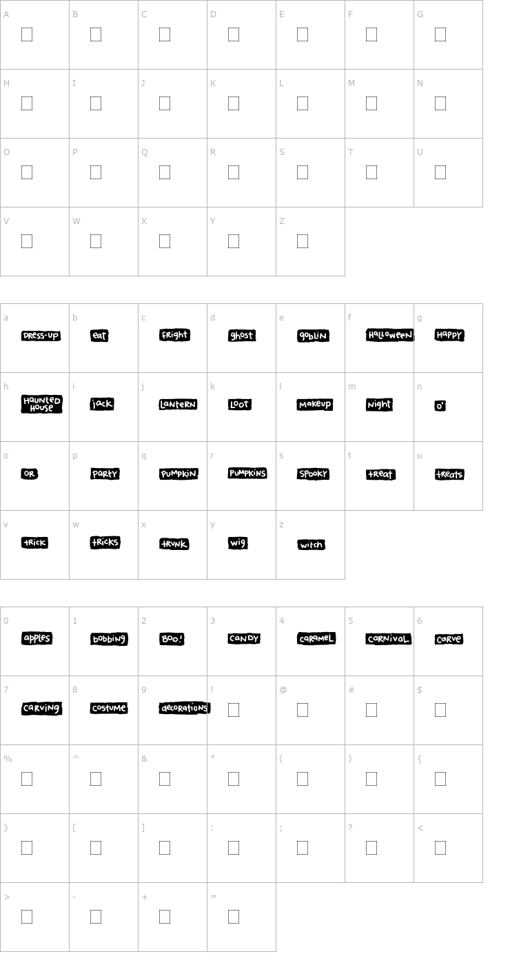 Character Map 2Peas Blocks - Halloween Font