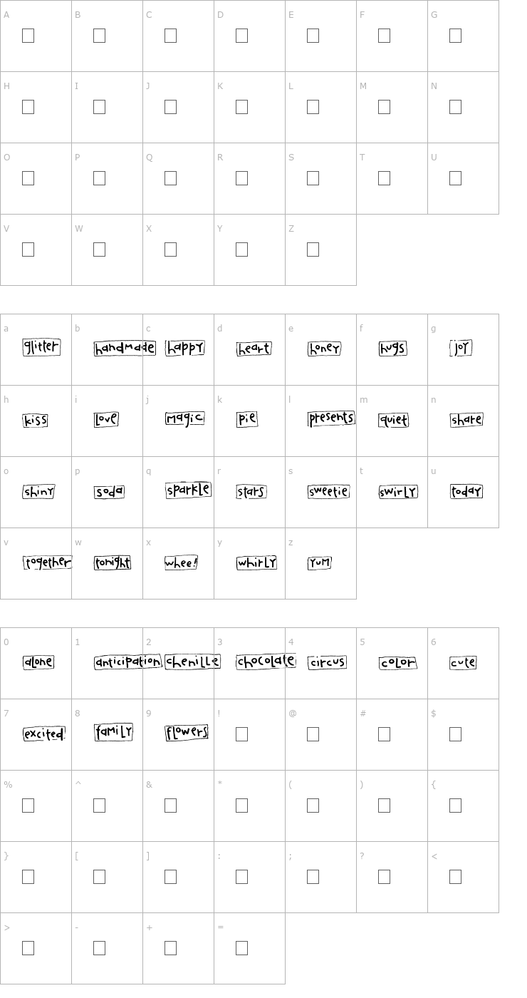 Character Map 2Peas Blocks - Happy Font
