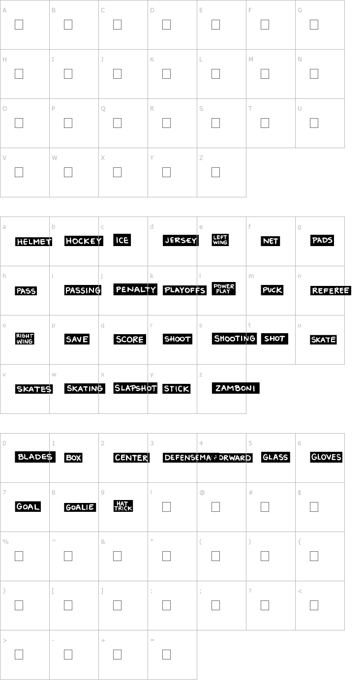 Character Map 2Peas Blocks - Hockey Font
