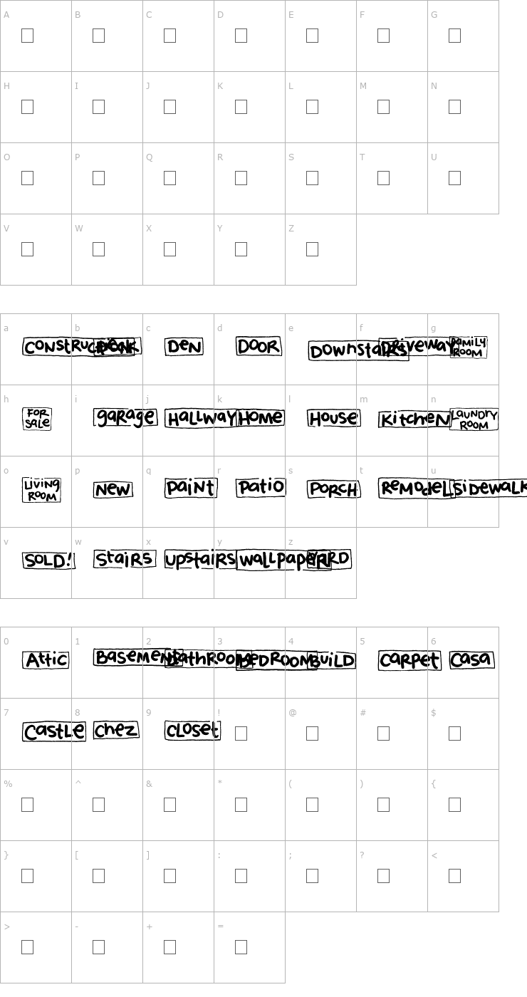 Character Map 2Peas Blocks - Home Font