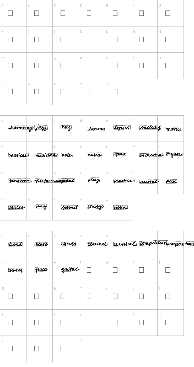 Character Map 2Peas Blocks - Music Font
