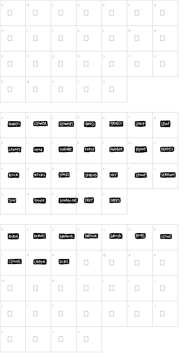 Character Map 2Peas Blocks - Nature Font