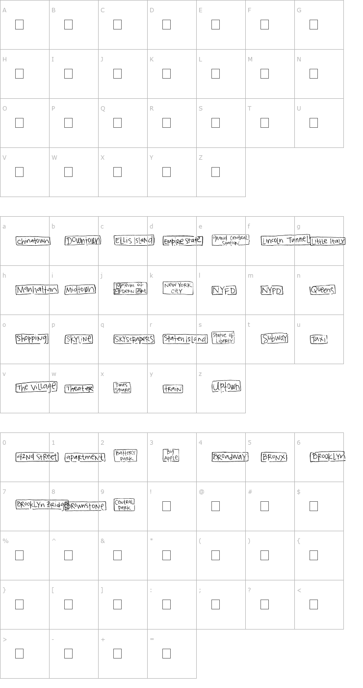 Character Map 2Peas Blocks - New York City Font