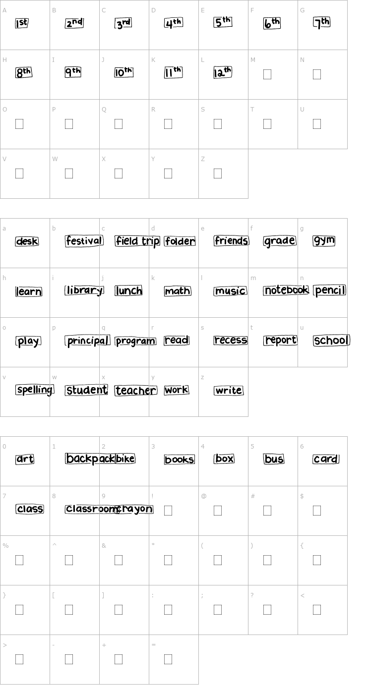 Character Map 2Peas Blocks - School Font