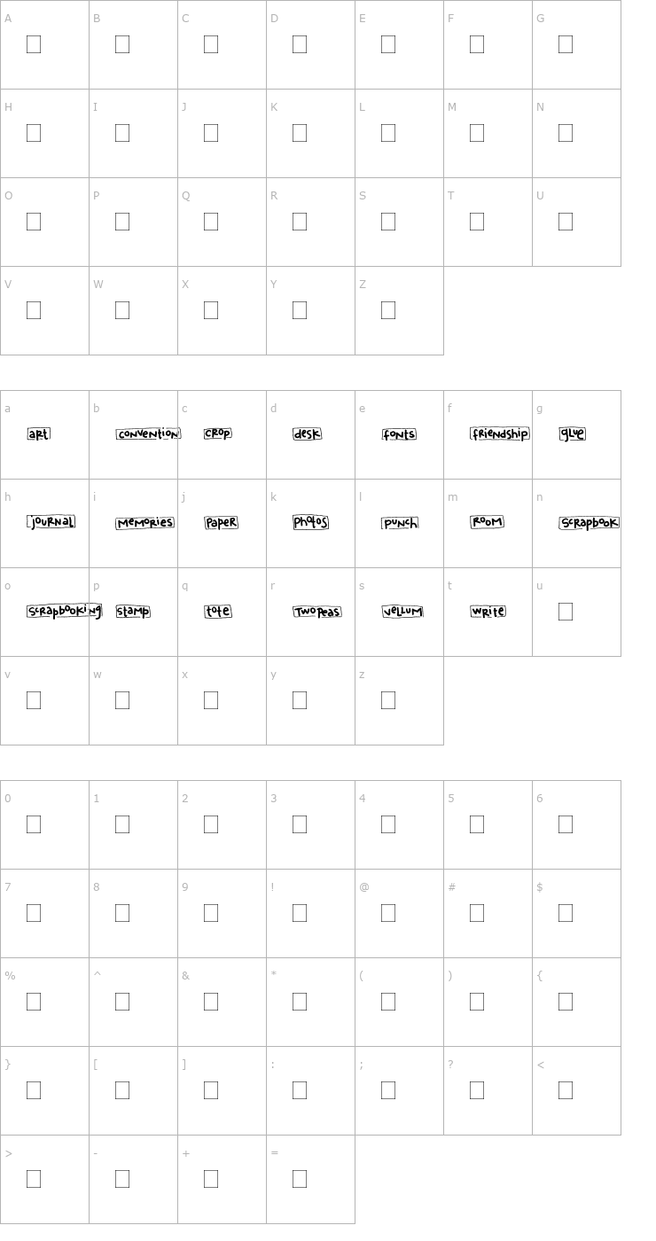 Character Map 2Peas Blocks - Scrapbooking Font