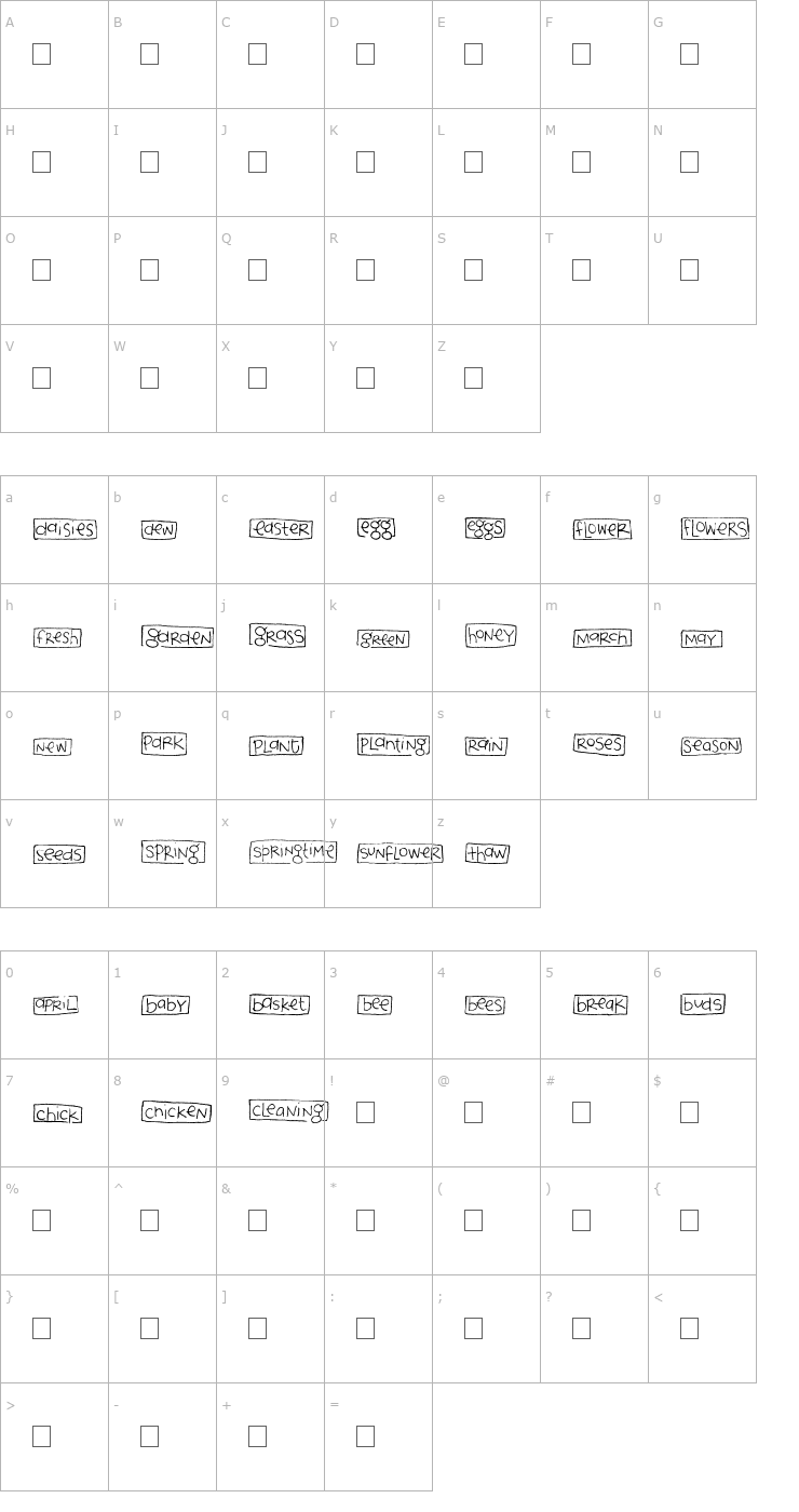 Character Map 2Peas Blocks - Spring Font
