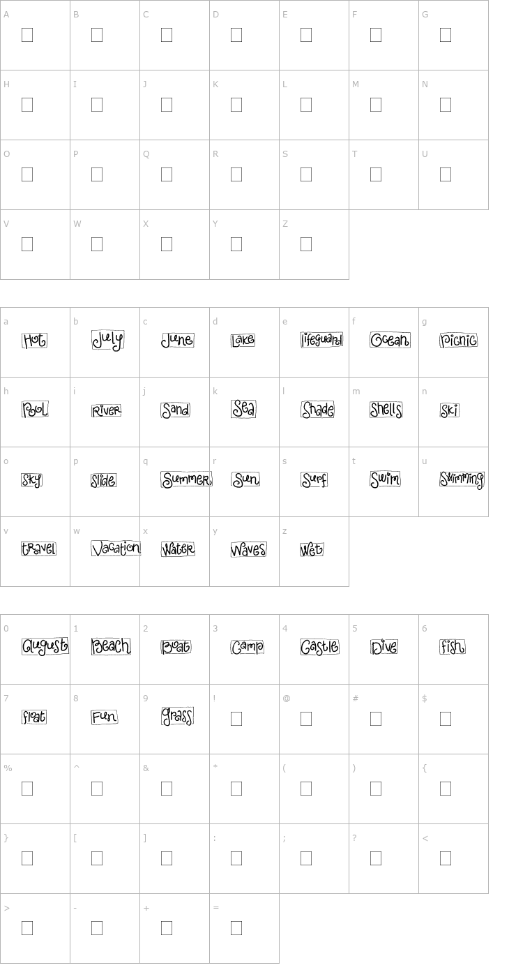 Character Map 2Peas Blocks - Summer Font