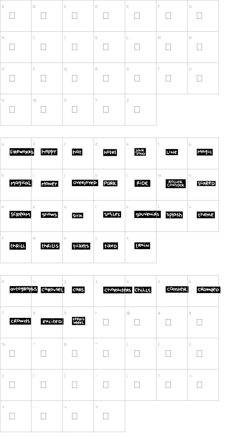 Character Map 2Peas Blocks - Theme Park Font