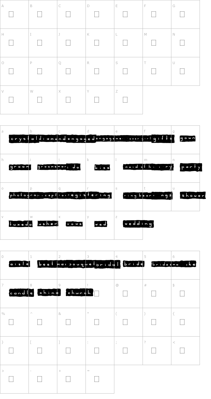 Character Map 2Peas Blocks - Wedding 2 Font