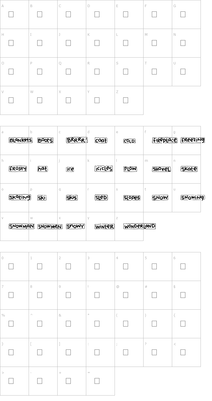 Character Map 2Peas Blocks - Winter Font