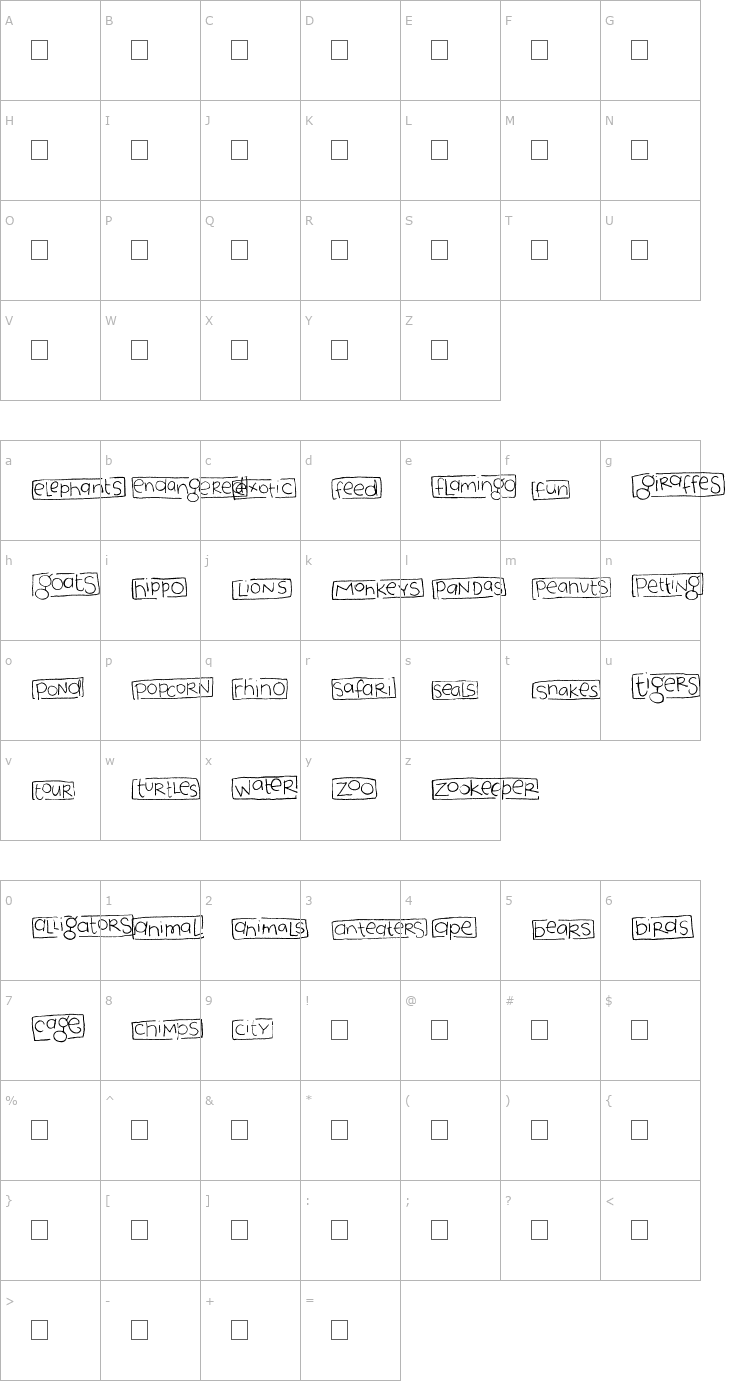 Character Map 2Peas Blocks - Zoo Font