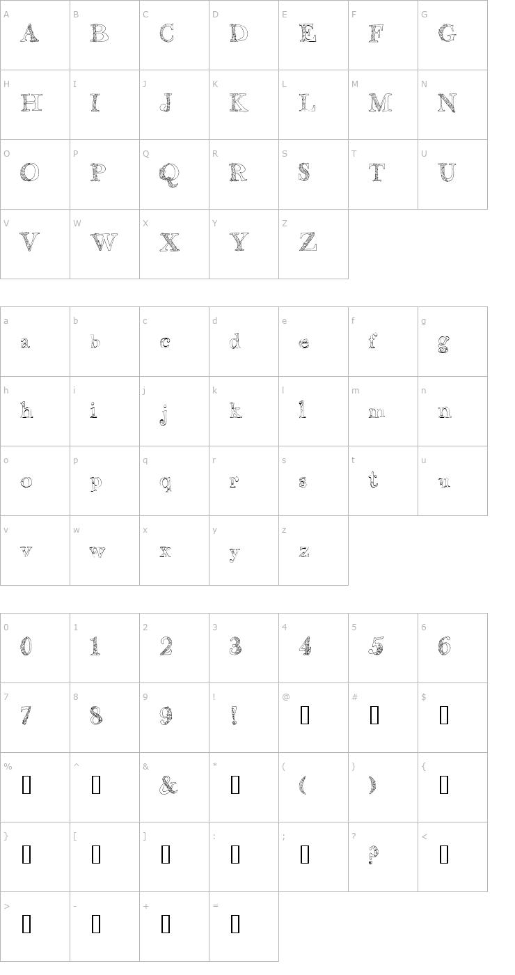 Character Map 2Peas Bohemian Font