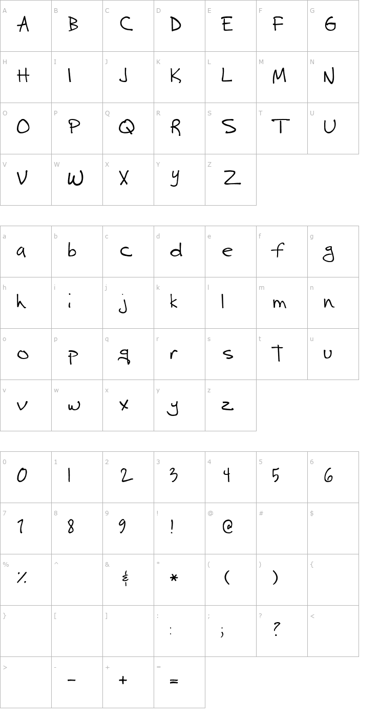 Character Map 2Peas Busy Babs Font