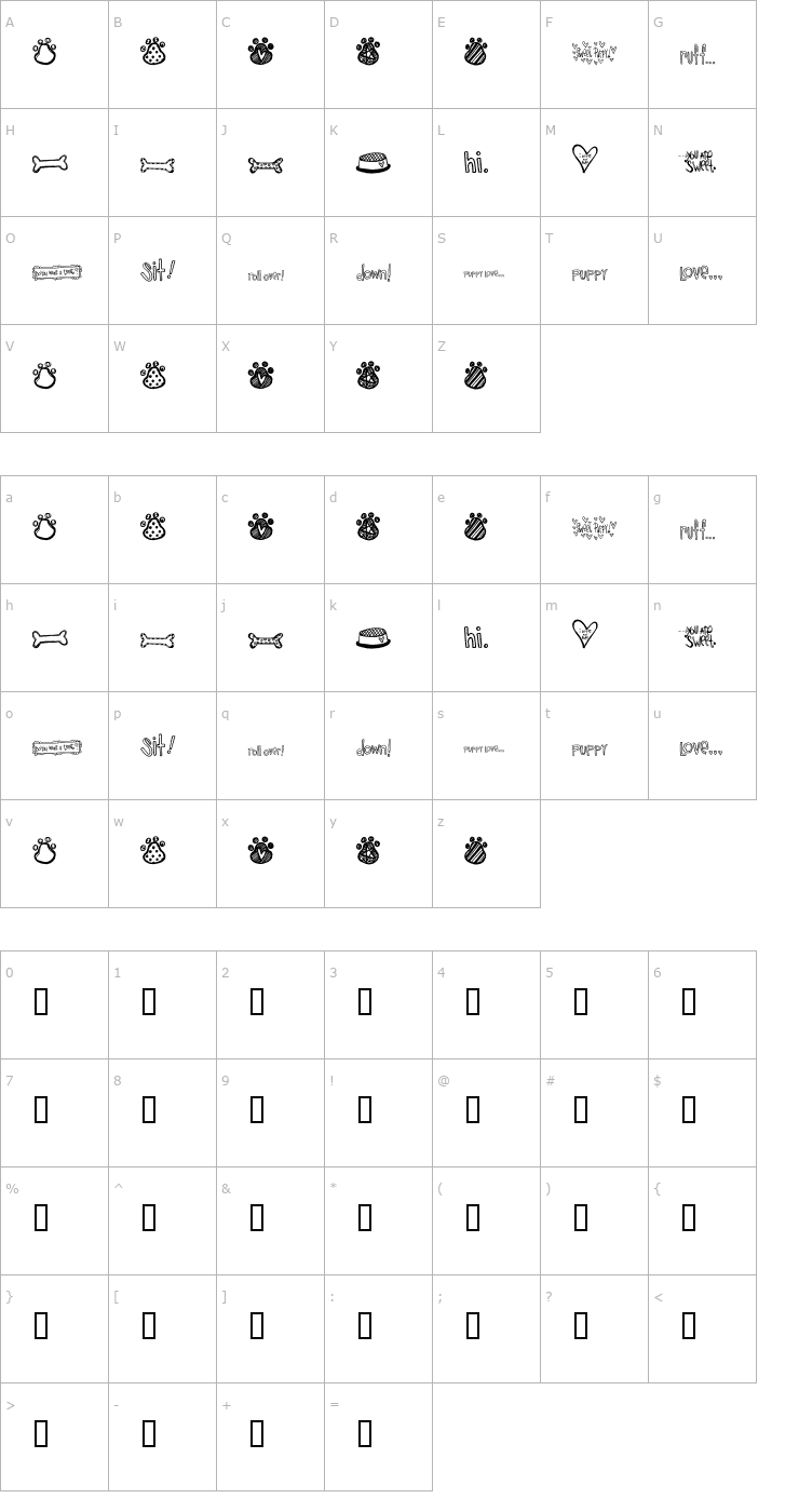 Character Map 2Peas Cocoa Dingbats Font