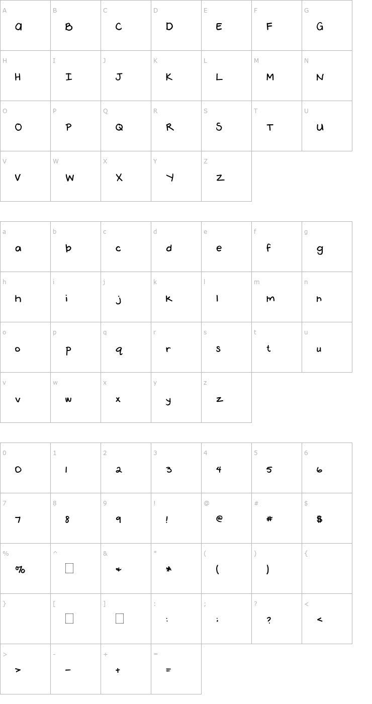 Character Map 2Peas Dear Diary Font