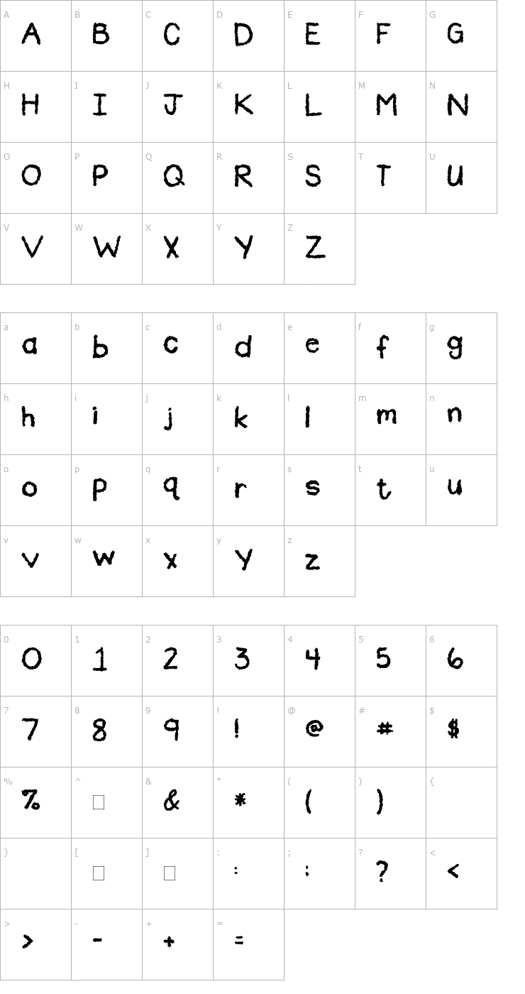 Character Map 2Peas Distorted Font