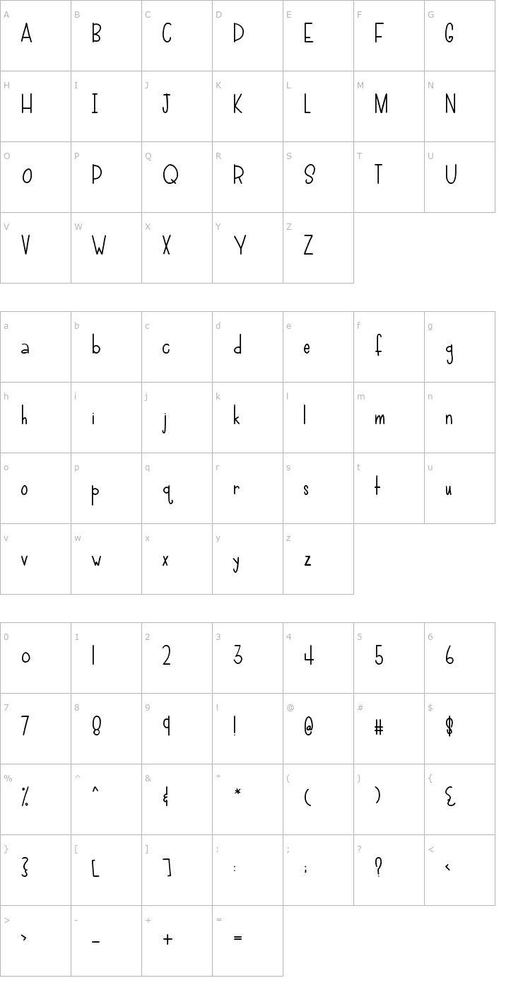 Character Map 2peas Down Low Font