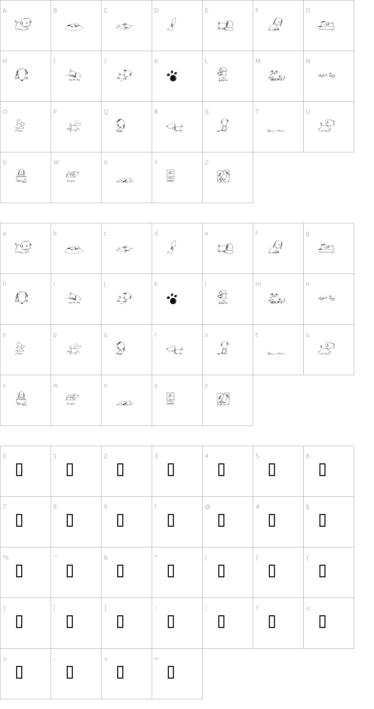 Character Map 2Peas DW Bow Wow Font