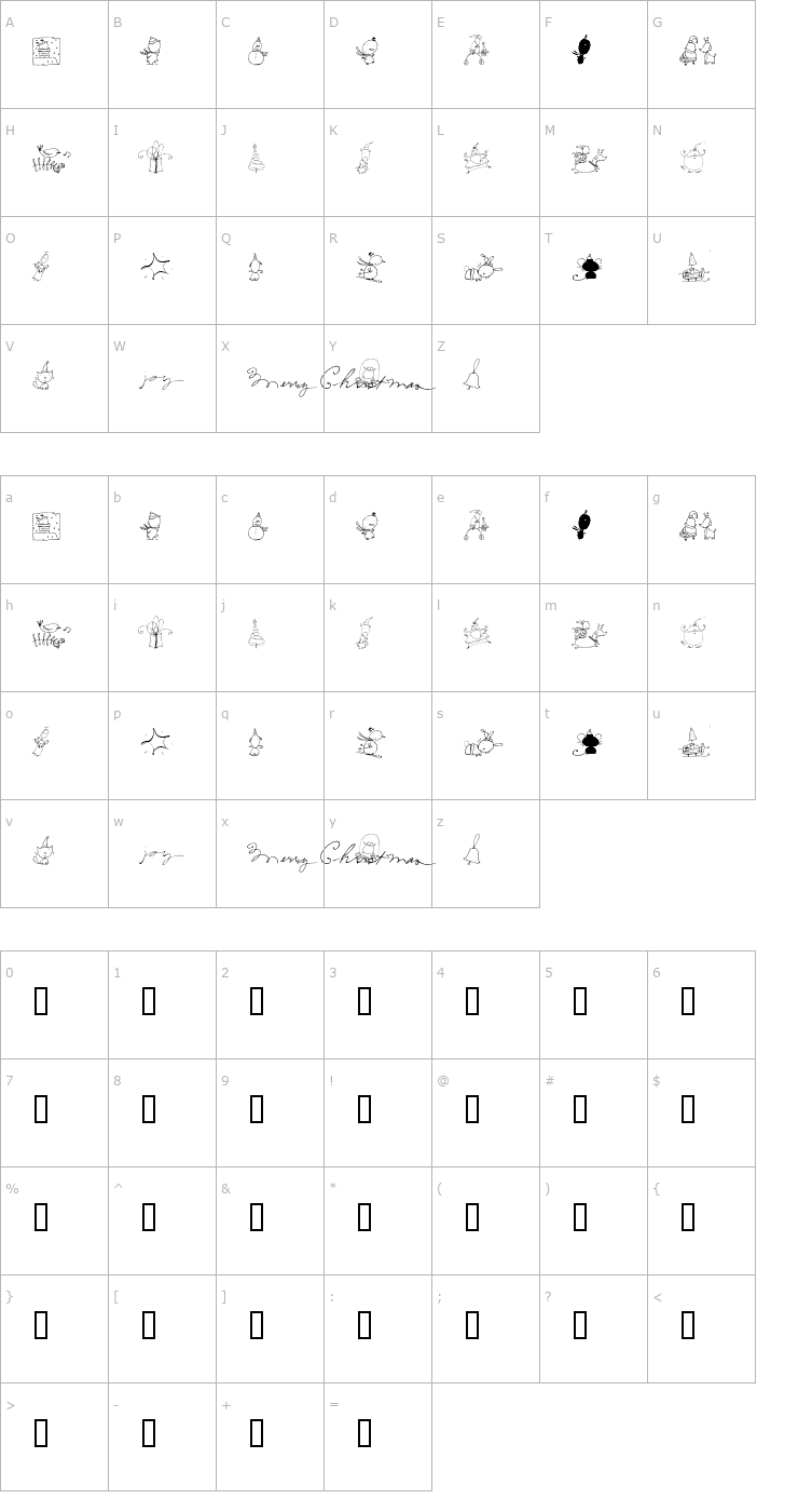 Character Map 2Peas DW Ho Ho Ho Font