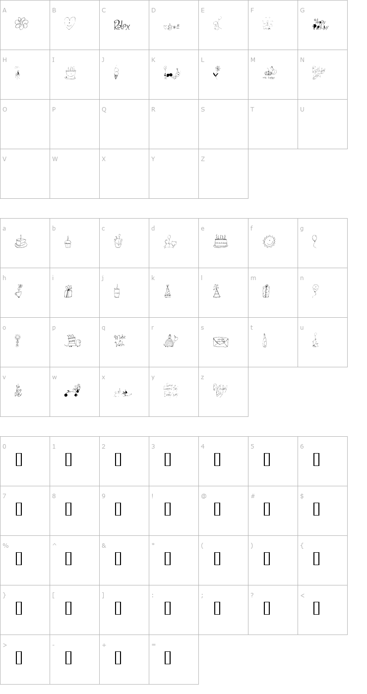 Character Map 2Peas DW Make A Wish Font