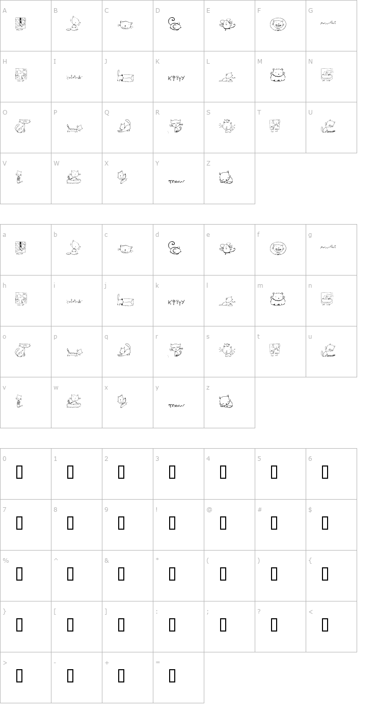 Character Map 2Peas DW Meow Font