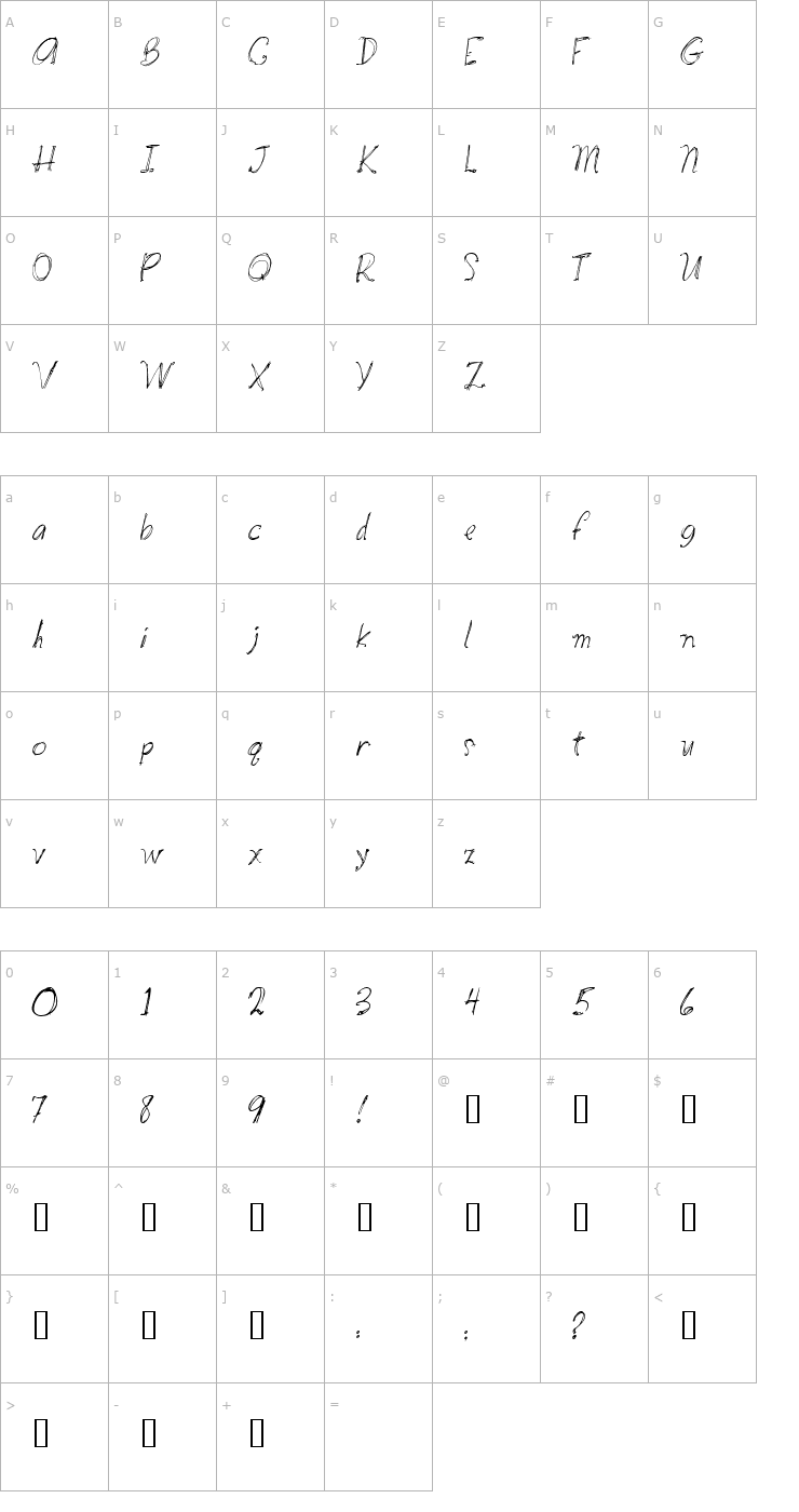 Character Map 2Peas DW Sketchbook Font