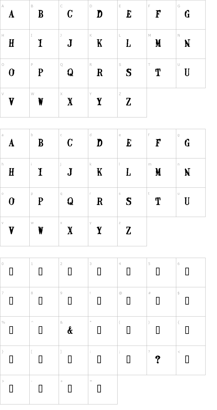 Character Map 2Peas DW Stamped Font