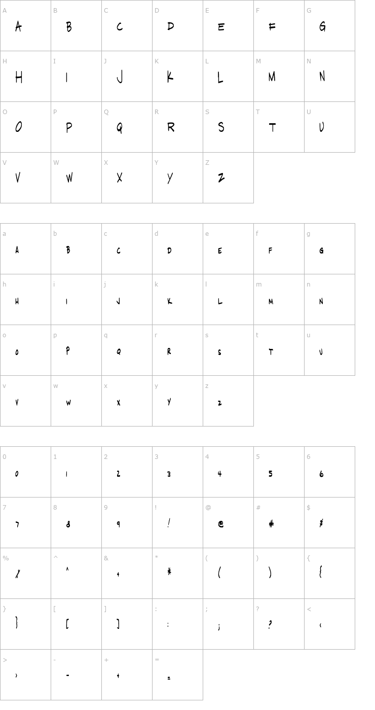 Character Map 2Peas Fetching Font