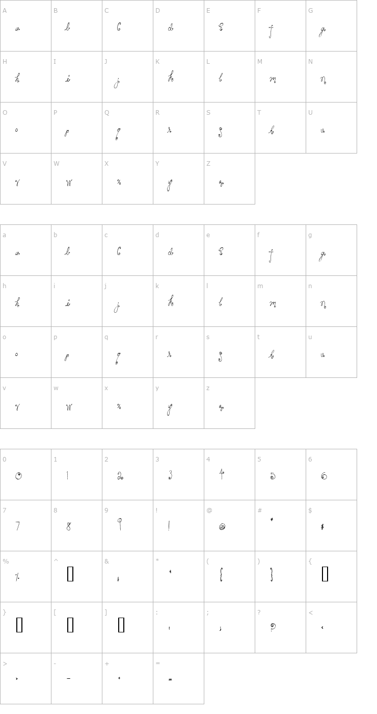 Character Map 2Peas First Crush Font