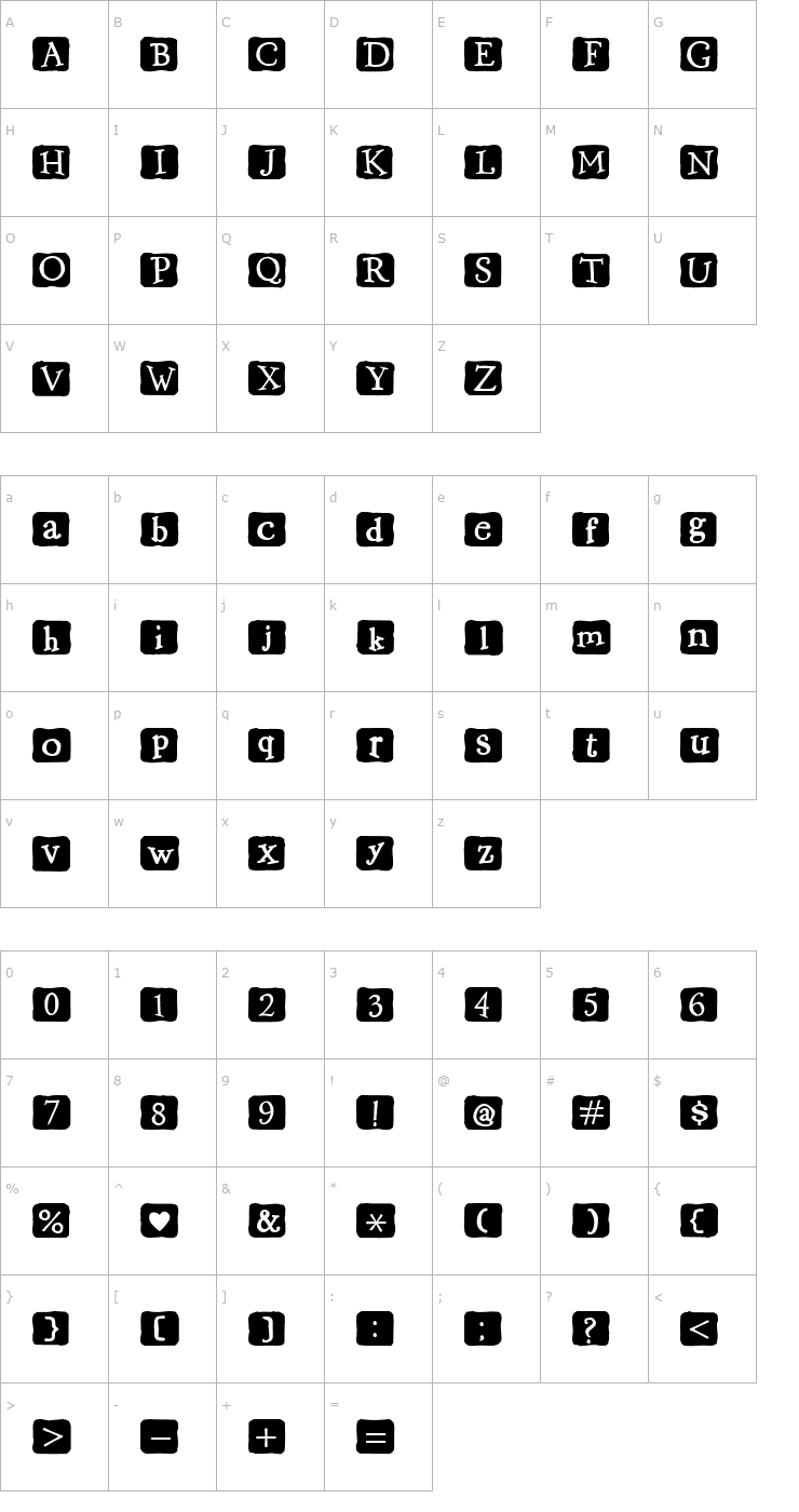 Character Map 2Peas Flea Market Block Regular Font