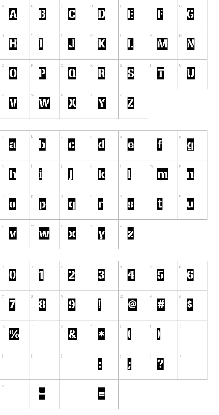 Character Map 2Peas Frazzled Stencil Negative Font