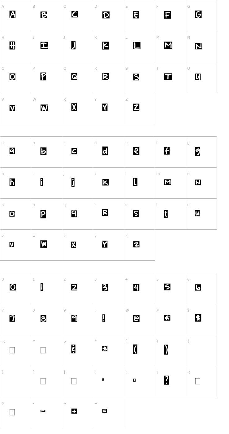 Character Map 2Peas Fudge Brownies Font