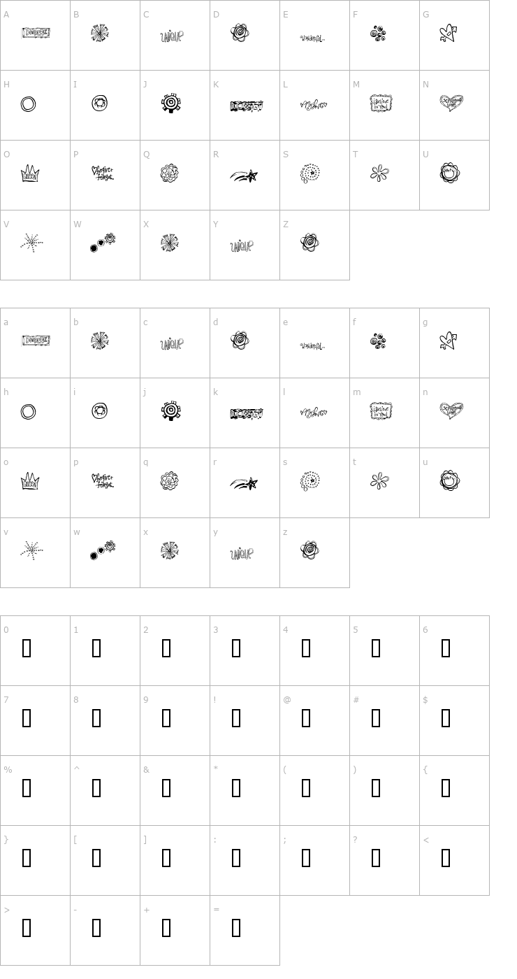 Character Map 2Peas Funky Doodles Font