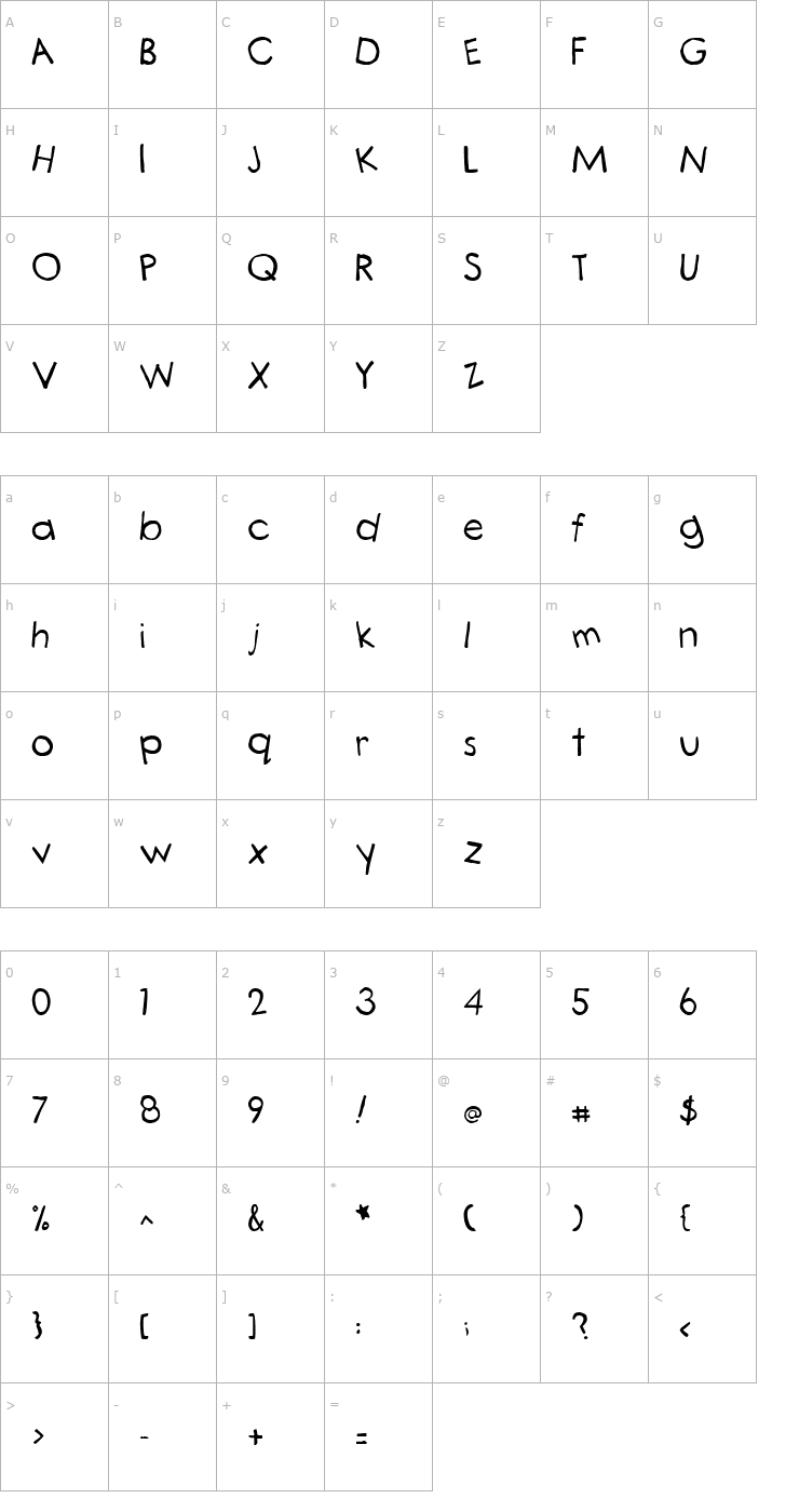 Character Map 2Peas FunnyHoney Font