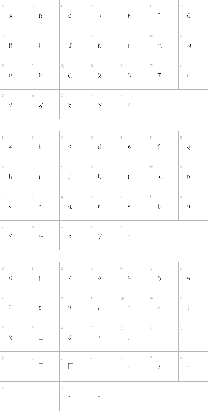 Character Map 2Peas Glitter Girl Font