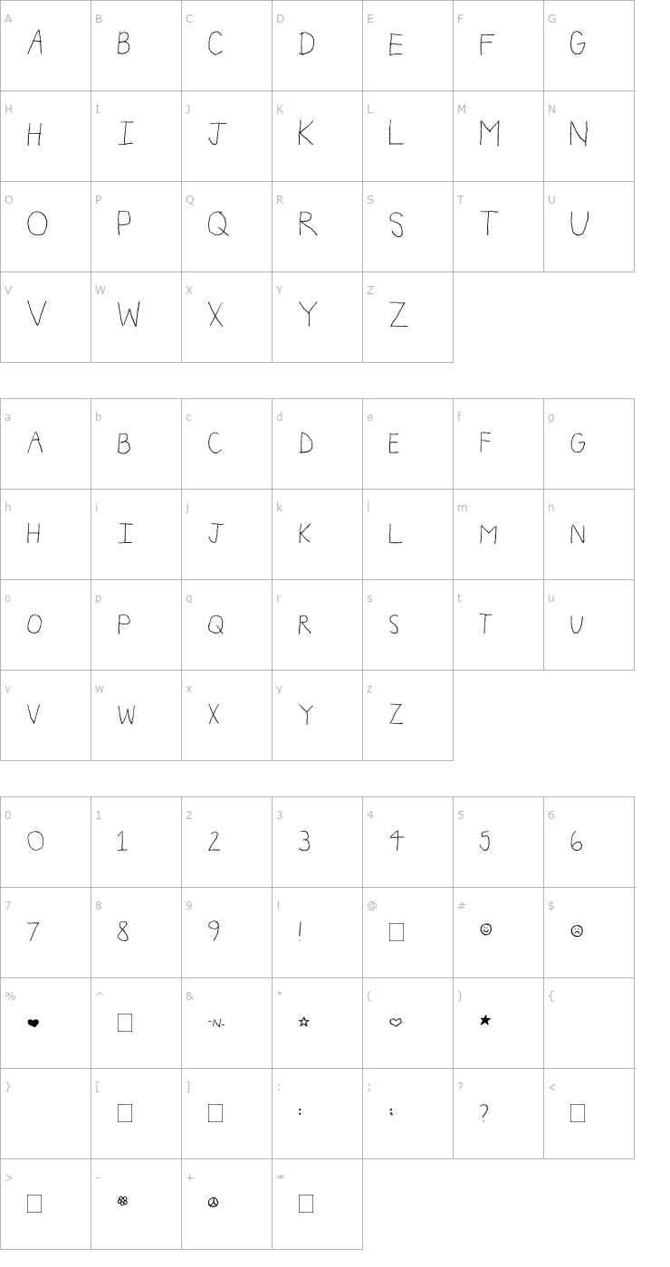 Character Map 2Peas Grandpa Font