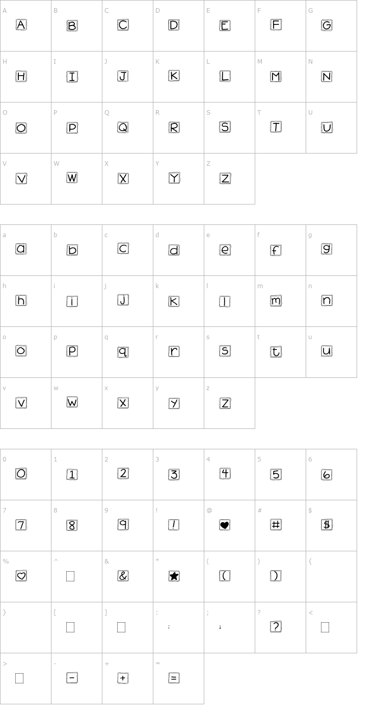 Character Map 2Peas Ice Cubes Font