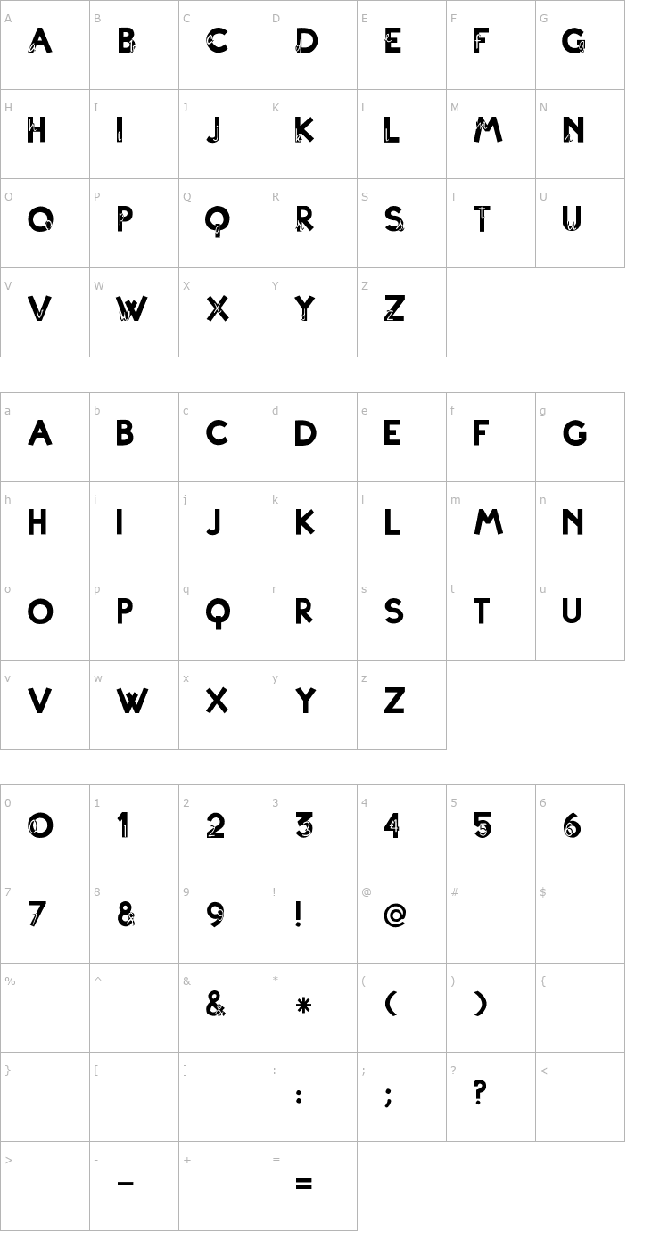 Character Map 2Peas Inside Out Font