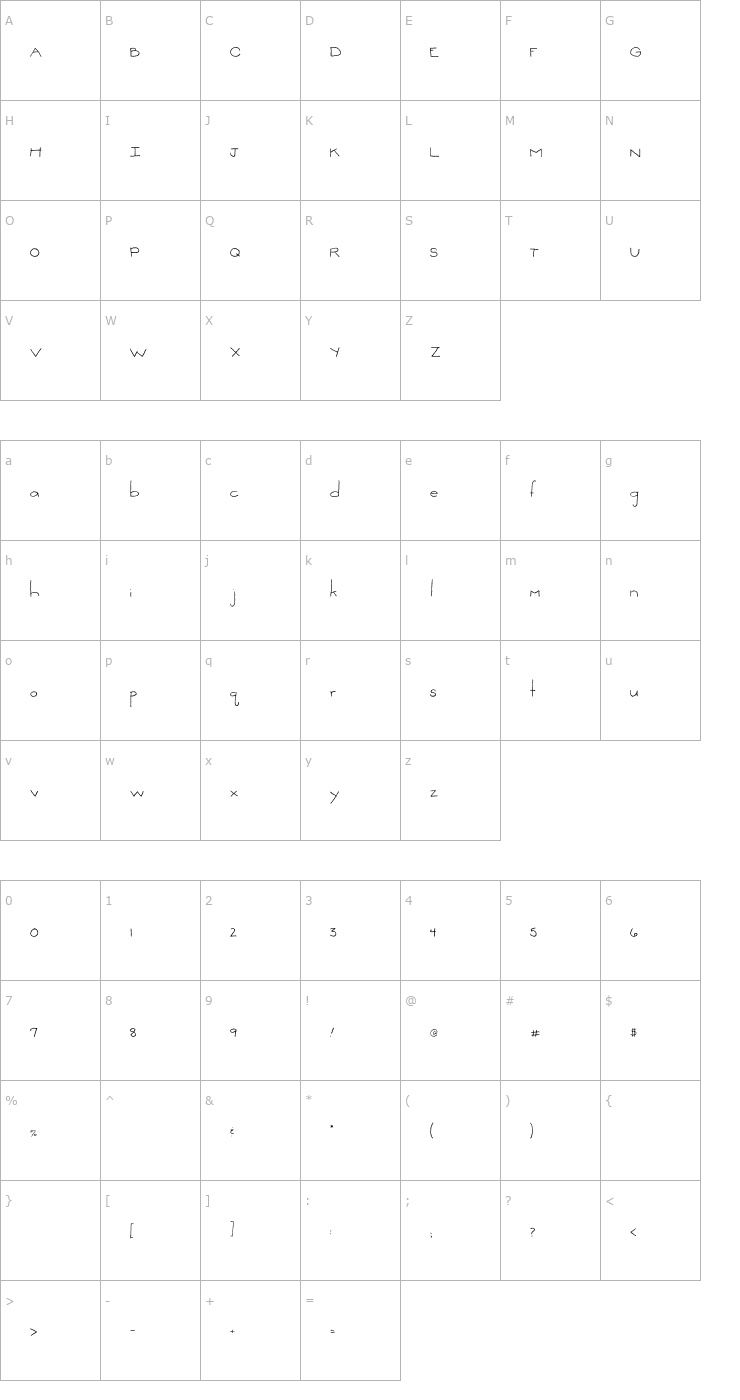 Character Map 2Peas Just Plain Little Font