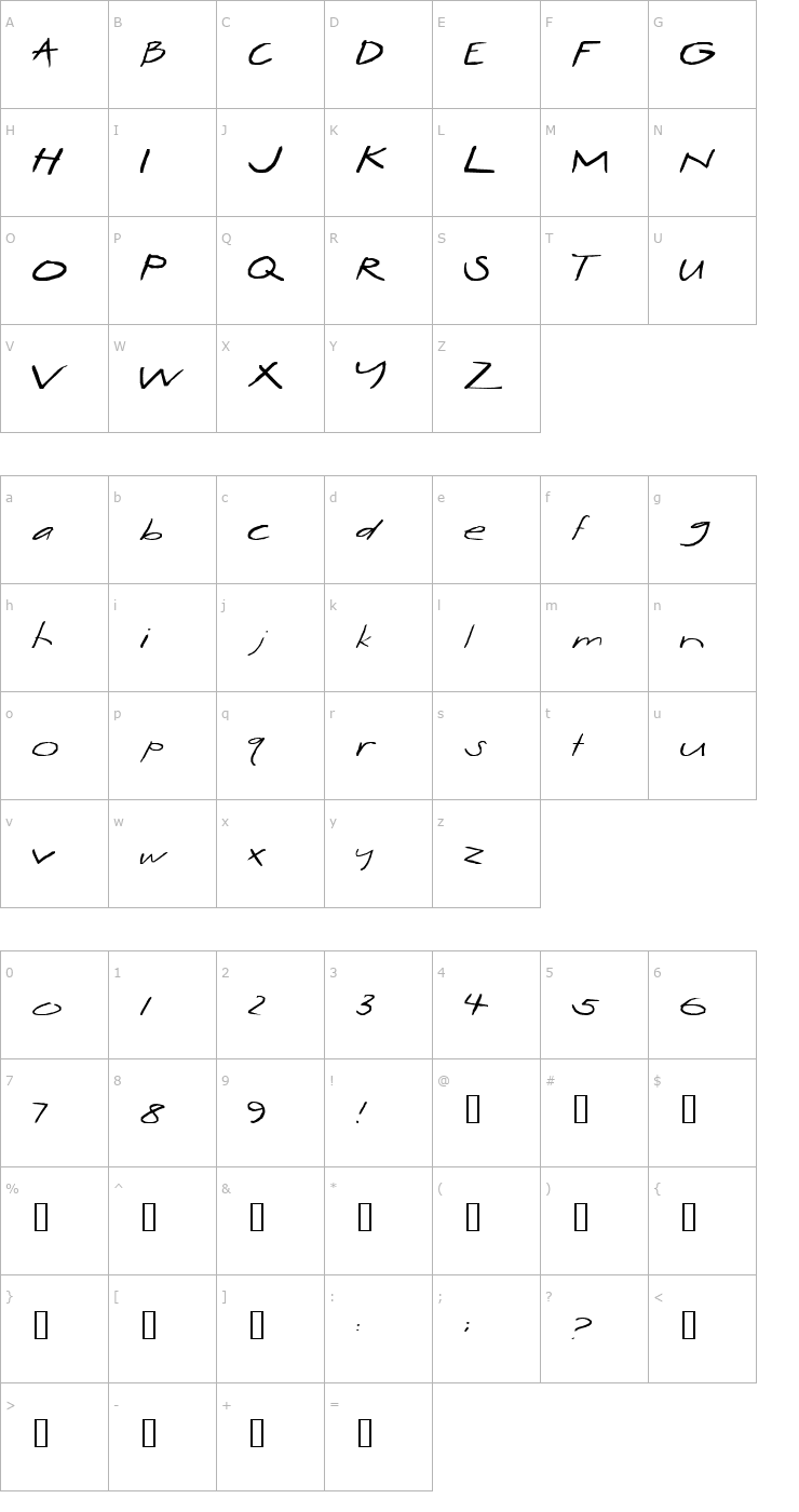 Character Map 2Peas Lean On Me Font