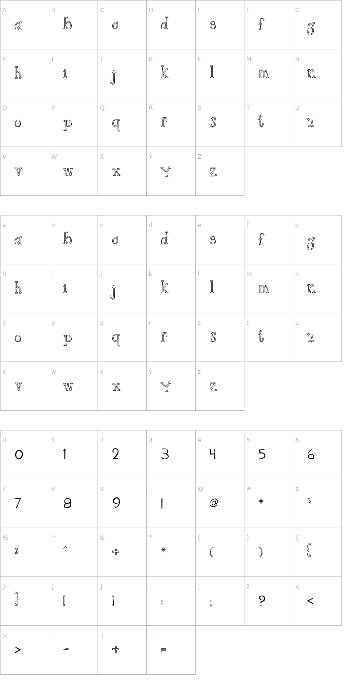 Character Map 2Peas Little Slab Font