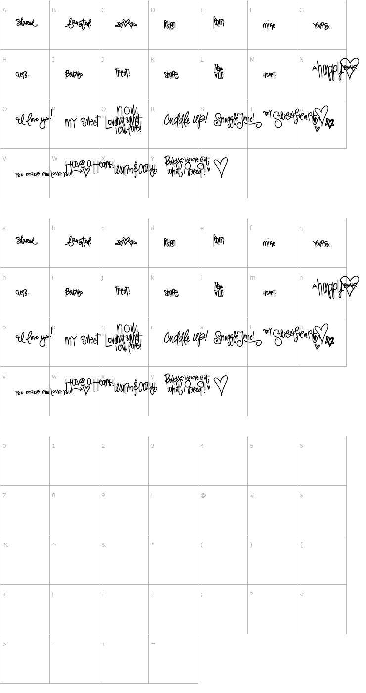 Character Map 2Peas Lovely Font