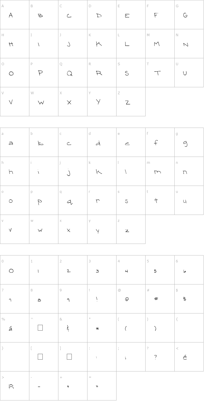 Character Map 2Peas Morgan Font