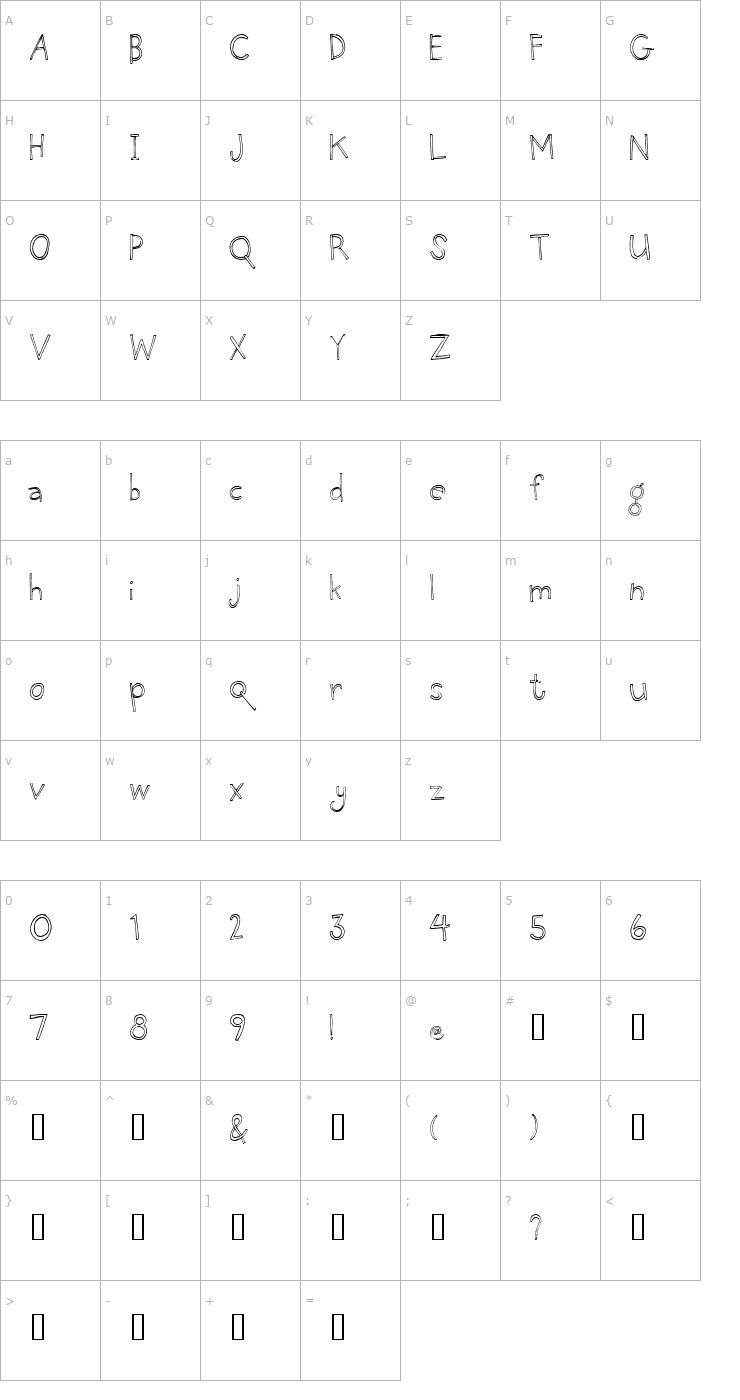 Character Map 2Peas Open Spaces Font