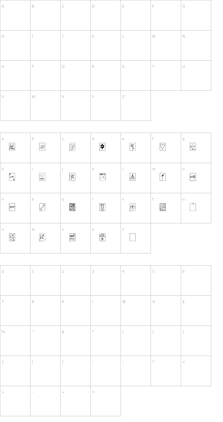 Character Map 2peas outside the box Font