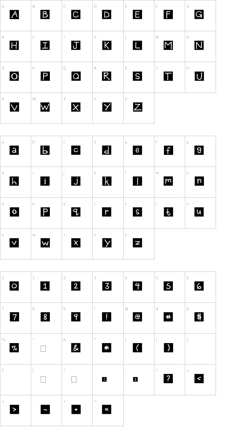 Character Map 2Peas Packed in a Suitcase Font
